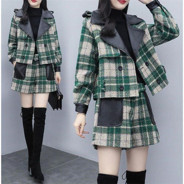 women's tracksuits 2021 autumn winter women tweed 2 piece set female high waist shorts ladies double breasted blazer plaid woolen suits, Gray
women's tracksuits 2021 autumn winter women tweed 2 piece set female high waist shorts ladies double breasted blazer plaid woolen suits, Gray