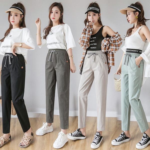 women's pants & capris spring autumn women casual ankle length solid elastic waist lace up cotton linen nine hip hop loose harem, Black;white
women's pants & capris spring autumn women casual ankle length solid elastic waist lace up cotton linen nine hip hop loose harem, Black;white