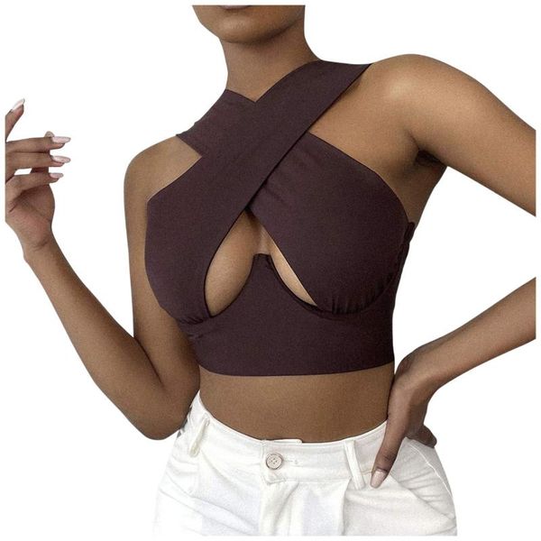 women's blouses & shirts crisscross cut out vest halter wrap crop solid cami tank, White
women's blouses & shirts crisscross cut out vest halter wrap crop solid cami tank, White