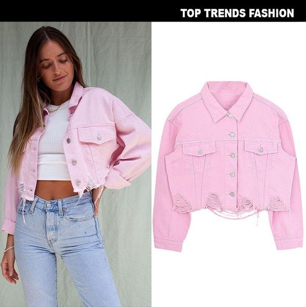 women's jackets wepbel loose denim coat women street short pink navel jacket full sleeve ripped 100% button, Black;brown
women's jackets wepbel loose denim coat women street short pink navel jacket full sleeve ripped 100% button, Black;brown