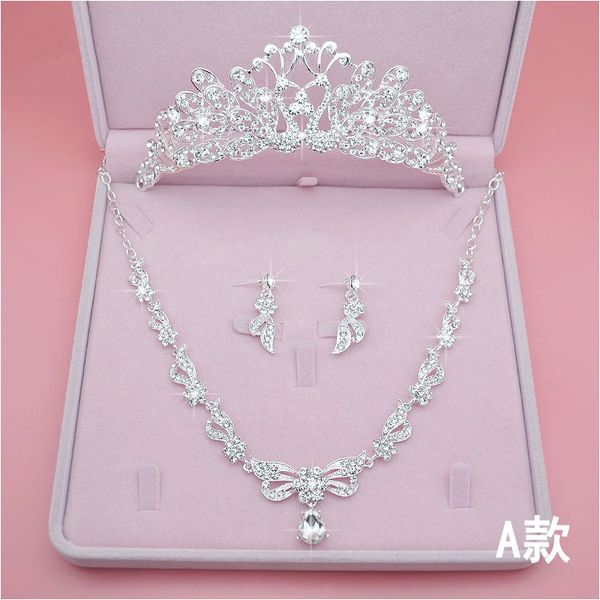 bridal headdress necklace three piece crown wedding accessories bridal suit, Silver
bridal headdress necklace three piece crown wedding accessories bridal suit, Silver