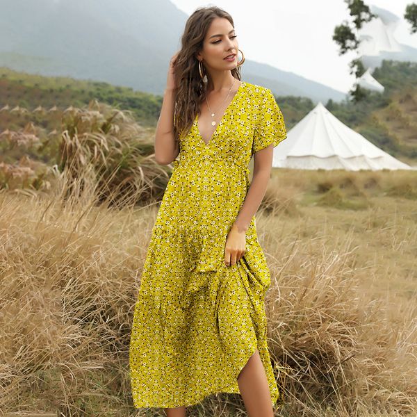 women's dress summer short sleeve deep v-neck ruffle print long dress for ladies fashion new party elegant dress 210309, Black;gray
women's dress summer short sleeve deep v-neck ruffle print long dress for ladies fashion new party elegant dress 210309, Black;gray