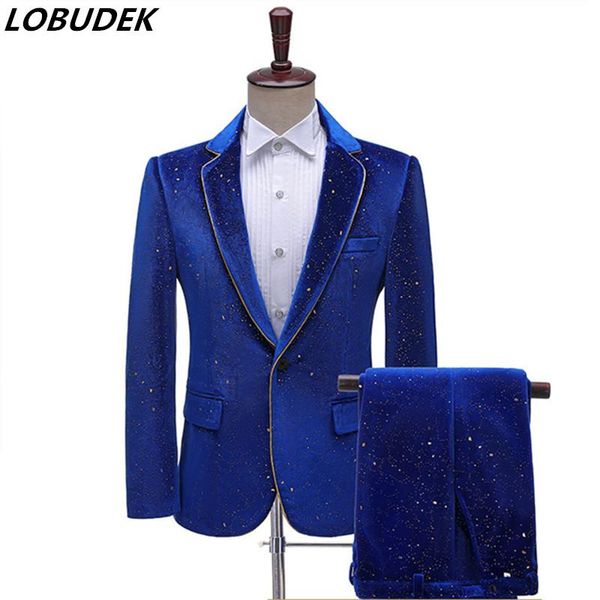 men's suits & blazers formal wedding royal blue velvet bronzing blazer with pants 2 piece outfit evening party singer tuxedo costume, White;black
men's suits & blazers formal wedding royal blue velvet bronzing blazer with pants 2 piece outfit evening party singer tuxedo costume, White;black