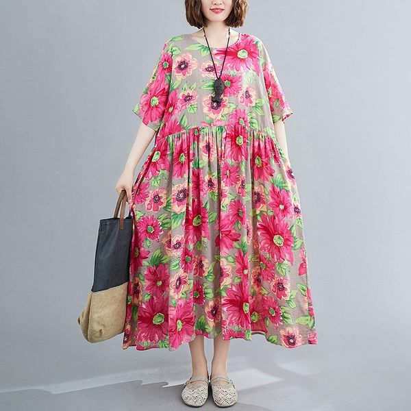 casual dresses johnature vintage 2021 summer print flower ankle-length half sleeve mori glirl o-neck loose women, Black;gray
casual dresses johnature vintage 2021 summer print flower ankle-length half sleeve mori glirl o-neck loose women, Black;gray