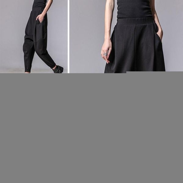 women's pants & capris plus size women autumn winter personality elastic waist black harem tide spliced trousers rh784, Black;white
women's pants & capris plus size women autumn winter personality elastic waist black harem tide spliced trousers rh784, Black;white