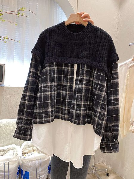 fashion 2020 shirt fake pullover two-piece plaid sweater women's new autumn winter korean loose medium length luxury, White;black
fashion 2020 shirt fake pullover two-piece plaid sweater women's new autumn winter korean loose medium length luxury, White;black