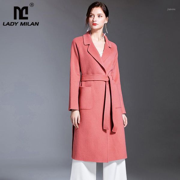 women's runway coats turn down collar long sleeves lace up belt fashion wool double cashmere elegant front pockets outerwear1, Black
women's runway coats turn down collar long sleeves lace up belt fashion wool double cashmere elegant front pockets outerwear1, Black