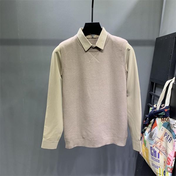 men's sweaters 2021 spring autumn fashion casual mens shirt collar pullover men slim striped male fake two piece jumpers e123, White;black
men's sweaters 2021 spring autumn fashion casual mens shirt collar pullover men slim striped male fake two piece jumpers e123, White;black