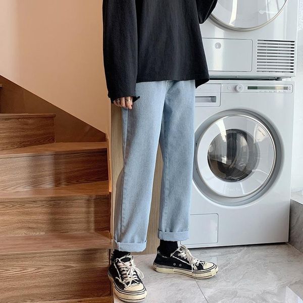 men's jeans straight trendy brand autumn loose casual trousers clothing, Blue