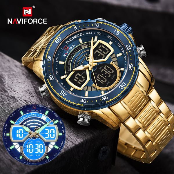 naviforce mens military sports waterproof watches luxury analog quartz digital wrist watch for men stainless steel gold watches, Slivery;brown
naviforce mens military sports waterproof watches luxury analog quartz digital wrist watch for men stainless steel gold watches, Slivery;brown