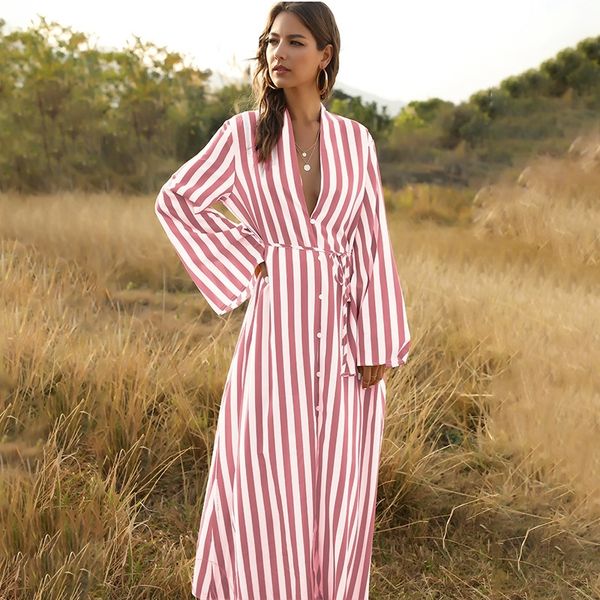 2021 new shirt spring summer striped boho beach es women long sleeve loose casual party maxi vestidos d656, Black;gray
2021 new shirt spring summer striped boho beach es women long sleeve loose casual party maxi vestidos d656, Black;gray
