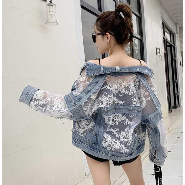 lapel long sleeve embroidery hole denim jacket women lace splicing casual sunscreen clothing spring summer 210529, Black;brown
lapel long sleeve embroidery hole denim jacket women lace splicing casual sunscreen clothing spring summer 210529, Black;brown
