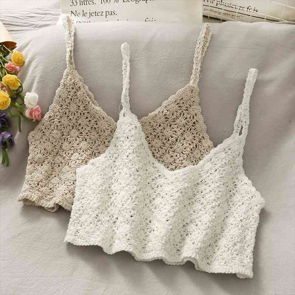 hollow perspective crop hook women camis flower knitted spaghetti strap tanke off shoulder, White 
hollow perspective crop hook women camis flower knitted spaghetti strap tanke off shoulder, White