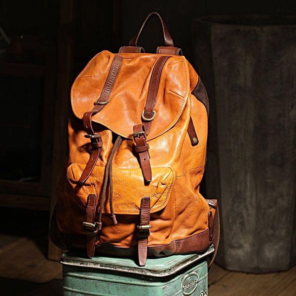 backpack vintage folds vegetable tanned cowhide men's big capacity casual leather school bag male travel
backpack vintage folds vegetable tanned cowhide men's big capacity casual leather school bag male travel