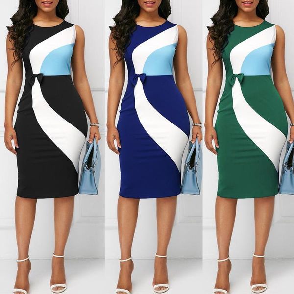 casual dresses office lady sleeveless o neck color block bow decor bodycon knee-length dress elegant women evening party vestidos, Black;gray
casual dresses office lady sleeveless o neck color block bow decor bodycon knee-length dress elegant women evening party vestidos, Black;gray