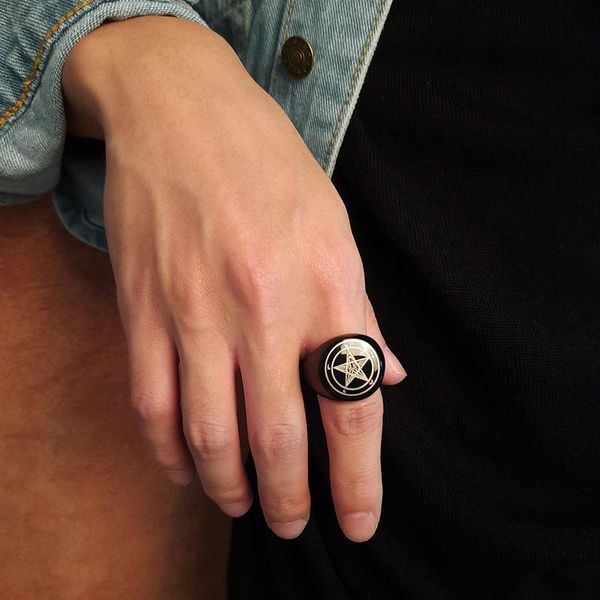 cluster rings men signet ring round polished engrave text logo satan lucifer stainless steel wholesale jewelry, Golden;silver
cluster rings men signet ring round polished engrave text logo satan lucifer stainless steel wholesale jewelry, Golden;silver