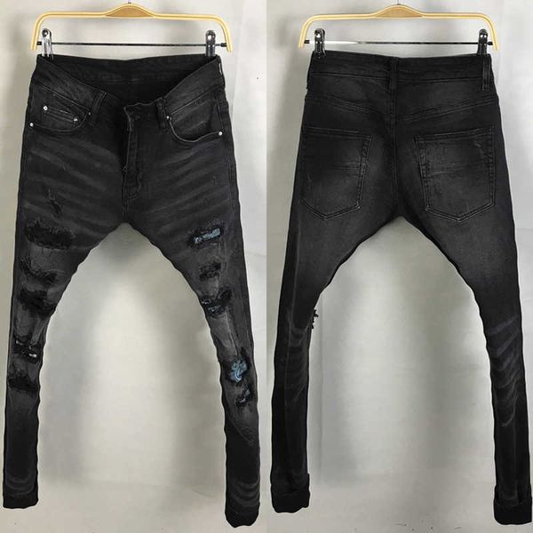 men's jeans american street fashion retro black gray destroyed ripped elastic patched designer hip hop slim punk pants c2pq, Blue
men's jeans american street fashion retro black gray destroyed ripped elastic patched designer hip hop slim punk pants c2pq, Blue