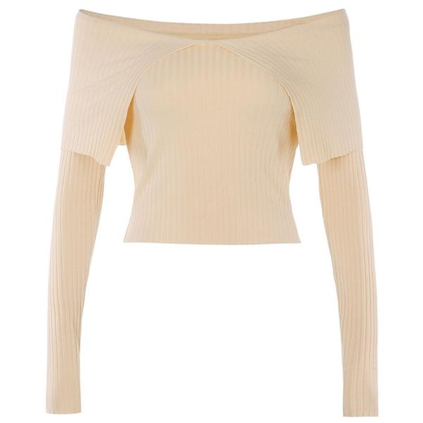 women's sweaters aesthetics big lapel off-shoulder pit strip long-sleeved knit slim winter, White;black
women's sweaters aesthetics big lapel off-shoulder pit strip long-sleeved knit slim winter, White;black