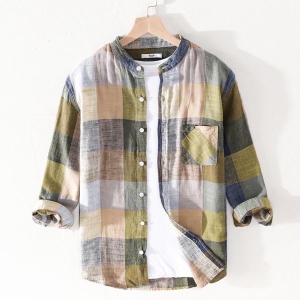 2021 new summer three-quarter sleeve cotton and linen plaid shirt fashion stand collar retro shirts for men casual comfortable w94d, White;black
2021 new summer three-quarter sleeve cotton and linen plaid shirt fashion stand collar retro shirts for men casual comfortable w94d, White;black