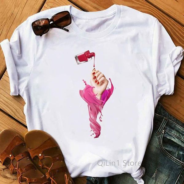 vogue watercolor pink nail polish print t-shirt women summer fashion 90s white t shirt femme harajuku shirt drop shipping
vogue watercolor pink nail polish print t-shirt women summer fashion 90s white t shirt femme harajuku shirt drop shipping