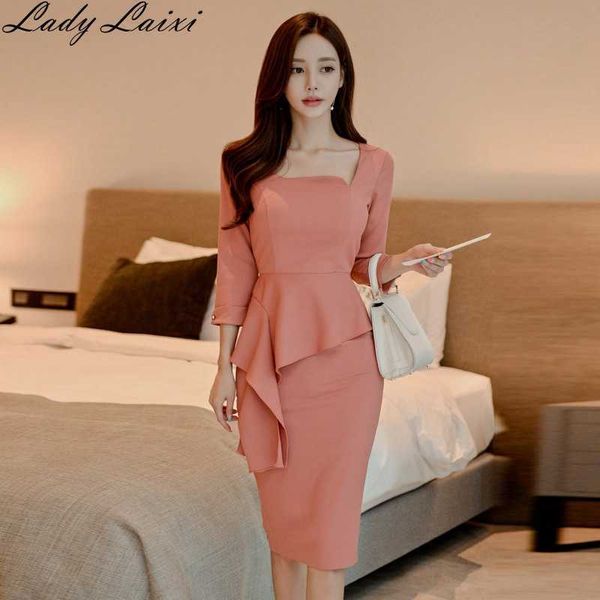 autumn women elegant square collar ruffle slim bodycon evening party formal work dresses work vestidos 210529, Black;gray
autumn women elegant square collar ruffle slim bodycon evening party formal work dresses work vestidos 210529, Black;gray