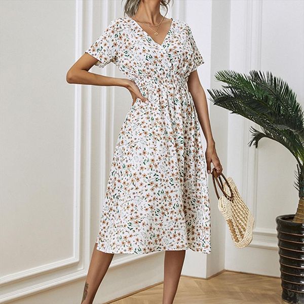 summer elegant fashion retro womens dress floral print casual beach v neck short sleeved a line chiffon vestidos, Black;gray
summer elegant fashion retro womens dress floral print casual beach v neck short sleeved a line chiffon vestidos, Black;gray