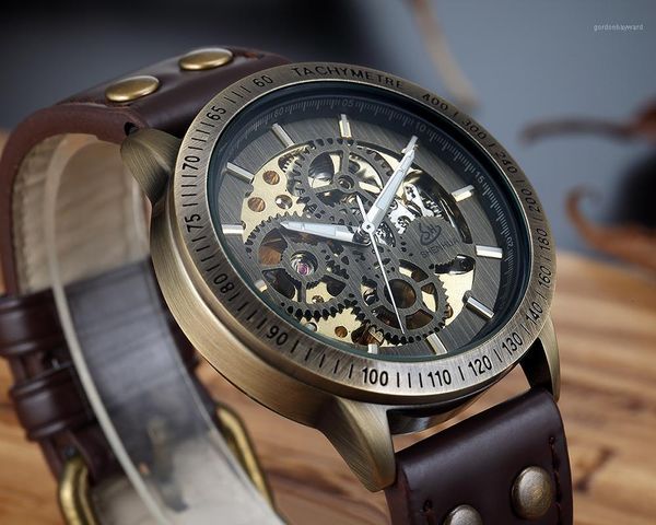 brown strap retro steampunk men's mechanical watch locomotive gear literal automatic male wristwatches relogio masculino, Slivery;brown
brown strap retro steampunk men's mechanical watch locomotive gear literal automatic male wristwatches relogio masculino, Slivery;brown