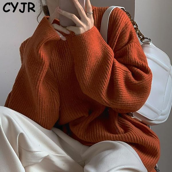 cyjr 2021 women solid sweater thick warm winter pullovers loose orange office lady jumper fullsleeve knitted stylish girl, White;black
cyjr 2021 women solid sweater thick warm winter pullovers loose orange office lady jumper fullsleeve knitted stylish girl, White;black