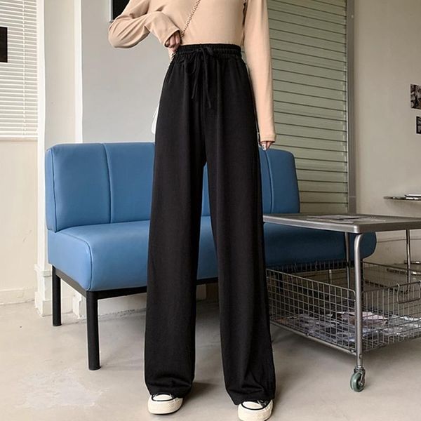 women's high waist loose mopping pants draping straight casual wide leg pants black, Black;white
women's high waist loose mopping pants draping straight casual wide leg pants black, Black;white