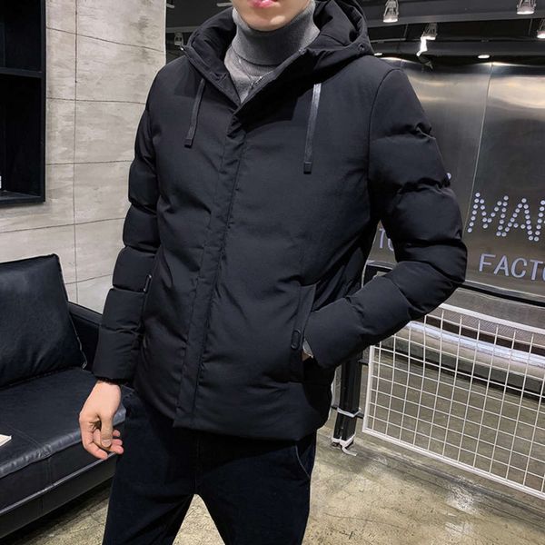 men's hooded cotton padded loose solid color pretty fashion simple student warm jacket, Black;brown 
men's hooded cotton padded loose solid color pretty fashion simple student warm jacket, Black;brown