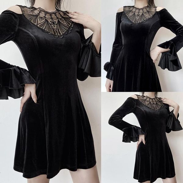 casual dresses vintage black goth dress aesthetic elegant lace party night long ruffle sleeve high waist mini, Black;gray
casual dresses vintage black goth dress aesthetic elegant lace party night long ruffle sleeve high waist mini, Black;gray