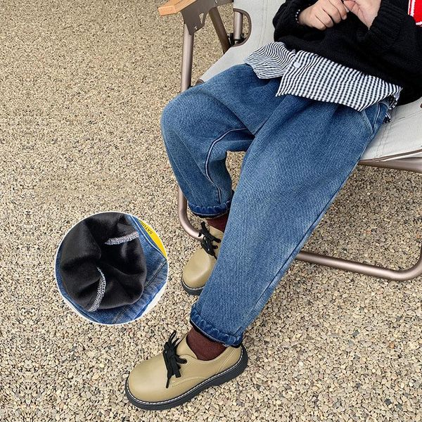 jeans boy girl children's autumn winter fashion brief pocket casual loose denim trousers thick warm csilver velvet clothes, Blue
jeans boy girl children's autumn winter fashion brief pocket casual loose denim trousers thick warm csilver velvet clothes, Blue