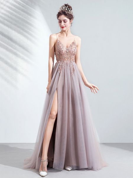 high split tulle spaghetti strap long evening dress deep v neck crystal flower a line queen vestido de, Black;red
high split tulle spaghetti strap long evening dress deep v neck crystal flower a line queen vestido de, Black;red