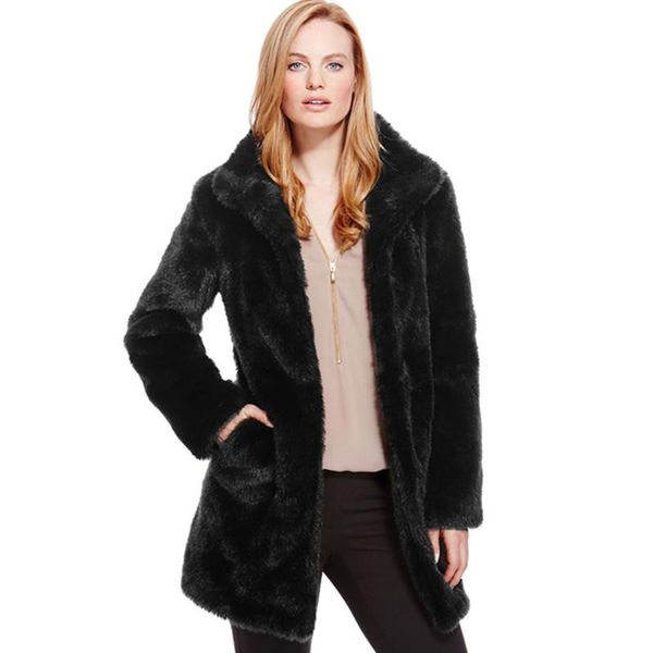 women's fur & faux autumn and winter style imitation coat in the long stand collar artificial large size, Black
women's fur & faux autumn and winter style imitation coat in the long stand collar artificial large size, Black