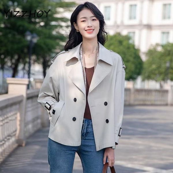 women's trench coats yizzhoy spring autumn office lady casual loose turn-down collar double breasted short women long sleeve solid coat, Tan;black
women's trench coats yizzhoy spring autumn office lady casual loose turn-down collar double breasted short women long sleeve solid coat, Tan;black