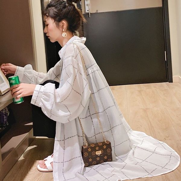 women's blouses & shirts female sunscreen plaid shirt, long coat with , for summer 1bim, White
women's blouses & shirts female sunscreen plaid shirt, long coat with , for summer 1bim, White