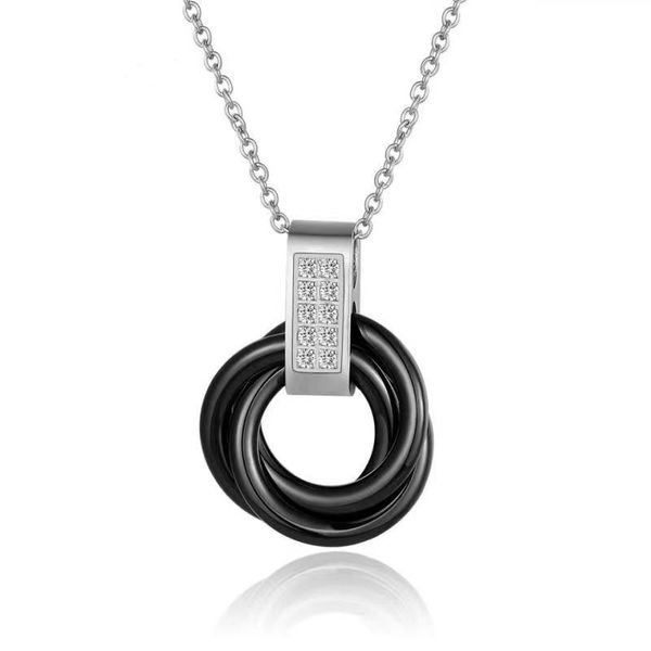 pendant necklaces classic 3 rounds black ceramic necklace for women stainless steel simple style crystal jewelry female, Silver
pendant necklaces classic 3 rounds black ceramic necklace for women stainless steel simple style crystal jewelry female, Silver