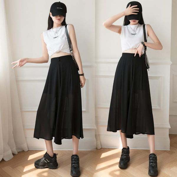 women's pants & capris drape chiffon wide leg trousers high waist summer thin skirt seven points casual, Black;white
women's pants & capris drape chiffon wide leg trousers high waist summer thin skirt seven points casual, Black;white