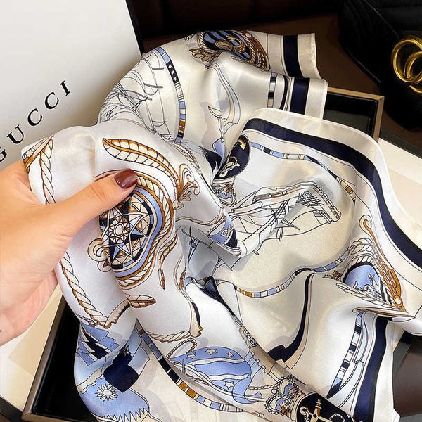 spring and summer fashion 68cm silk medium square scarf elegant temperament silk scarf shawl female, Blue;gray
spring and summer fashion 68cm silk medium square scarf elegant temperament silk scarf shawl female, Blue;gray