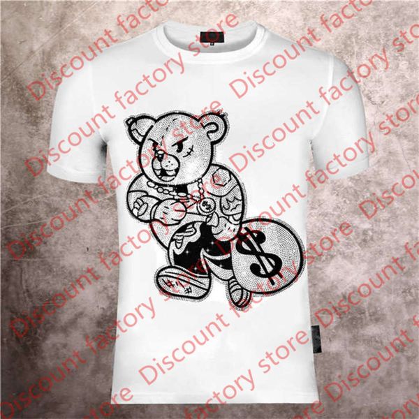 europe station printing phillip plain2021 summer men's bear purse diamond pp short sleeve t-shirt, White;black
europe station printing phillip plain2021 summer men's bear purse diamond pp short sleeve t-shirt, White;black