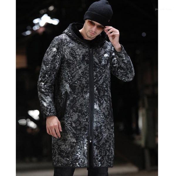 thicken sheepskin fur shearling medium long jacket men double sides winter hooded real leather clothing men's & faux, Black
thicken sheepskin fur shearling medium long jacket men double sides winter hooded real leather clothing men's & faux, Black