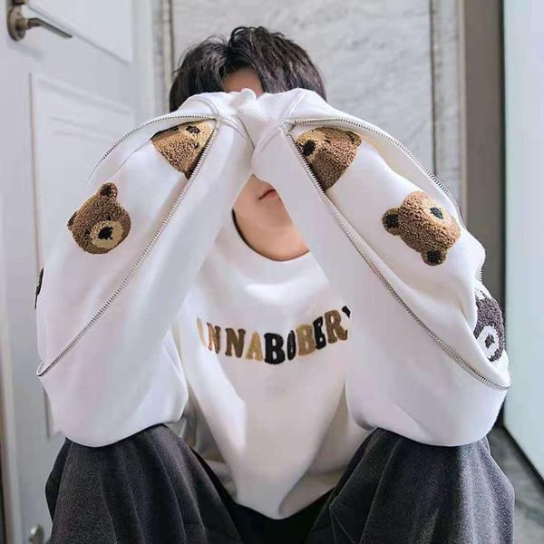men's sweaters autumn and winter bear plus velvet long-sleeved round collar boys girls loose matching sweater couples, White;black
men's sweaters autumn and winter bear plus velvet long-sleeved round collar boys girls loose matching sweater couples, White;black