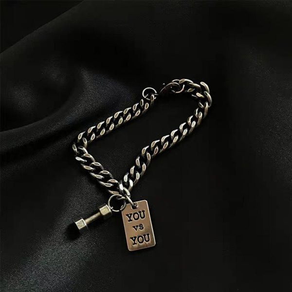 link, chain hip hop men's bracelets with dumbbel titanium curb cuban link silver color fitness charm bracelet men jewelry boys gift, Black
link, chain hip hop men's bracelets with dumbbel titanium curb cuban link silver color fitness charm bracelet men jewelry boys gift, Black