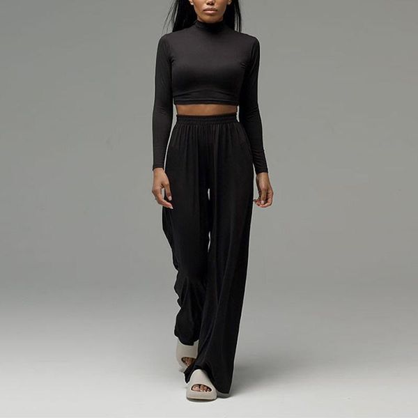 women's two piece pants set long-sleeved crop wide leg women urbano casual home sports suits outfits loungewear pantalones de mujer, White
women's two piece pants set long-sleeved crop wide leg women urbano casual home sports suits outfits loungewear pantalones de mujer, White