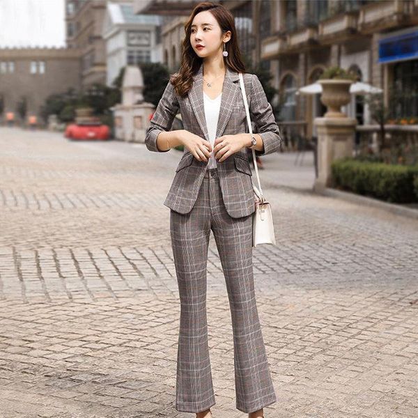women's tracksuits 2021 women autumn business suit plaid blazer pant suits female office ladies single button two-piece korean set a30, Gray
women's tracksuits 2021 women autumn business suit plaid blazer pant suits female office ladies single button two-piece korean set a30, Gray
