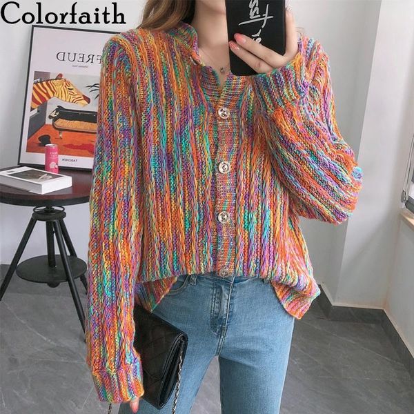 women's knits & tees colorfaith 2021 autumn winter sweaters rainbow knitted buttons cardiagans vintage elegant ladies knitwears swc1135, White
women's knits & tees colorfaith 2021 autumn winter sweaters rainbow knitted buttons cardiagans vintage elegant ladies knitwears swc1135, White