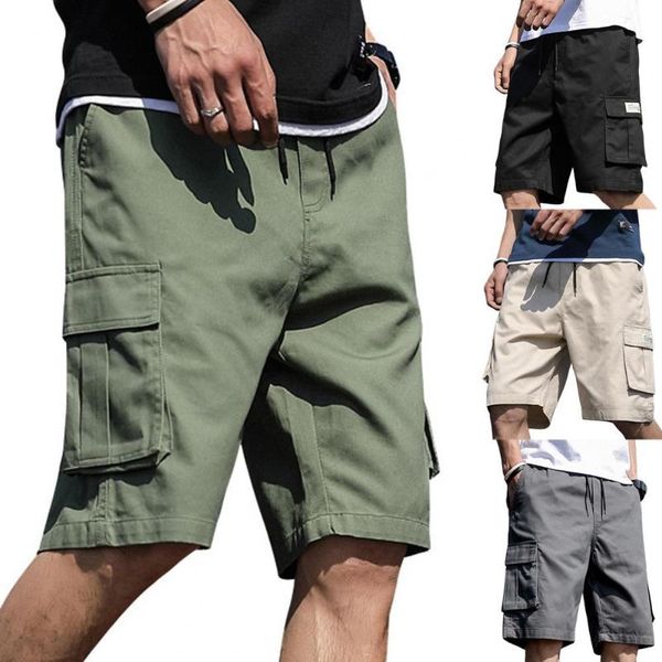 men's shorts solid color cargo men casual summer multi pockets knee length mens drawstring wide leg short homme, White;black
men's shorts solid color cargo men casual summer multi pockets knee length mens drawstring wide leg short homme, White;black