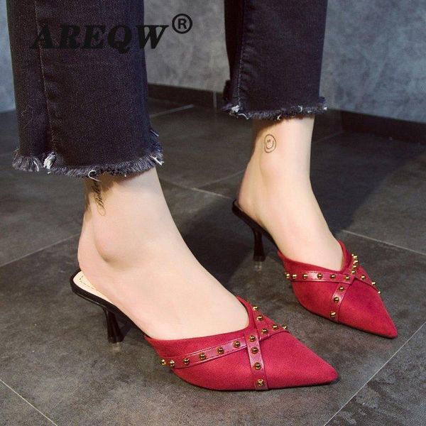 thin heels women shoes rivet solid summer sandals for female lady girl simple casual high street pointed toe slip-on 2021 new, Black
thin heels women shoes rivet solid summer sandals for female lady girl simple casual high street pointed toe slip-on 2021 new, Black