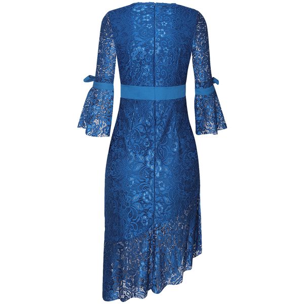 round neck lace cut out evening dresses full sleeves high low irregular women formal party dress in stock, Black;red
round neck lace cut out evening dresses full sleeves high low irregular women formal party dress in stock, Black;red