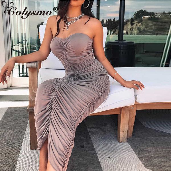colysmo strapless party dress women clothes club bodycon ruched maxi long sheath pleated off should ladies es 210527, Black;gray
colysmo strapless party dress women clothes club bodycon ruched maxi long sheath pleated off should ladies es 210527, Black;gray